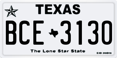 TX license plate BCE3130