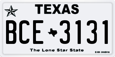 TX license plate BCE3131