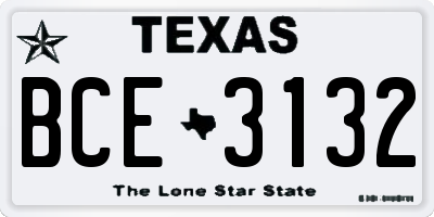 TX license plate BCE3132