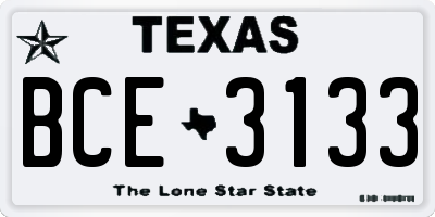 TX license plate BCE3133