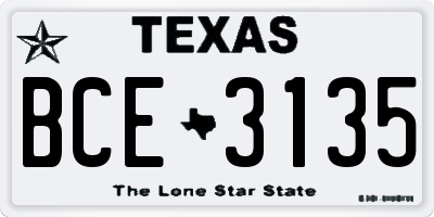 TX license plate BCE3135