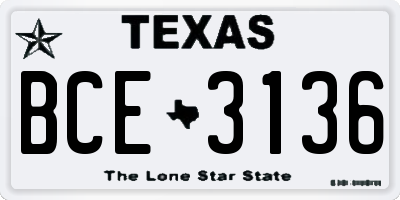 TX license plate BCE3136
