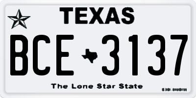 TX license plate BCE3137