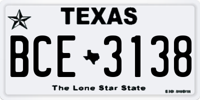 TX license plate BCE3138