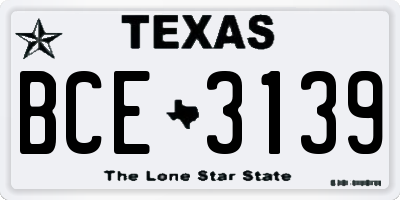 TX license plate BCE3139