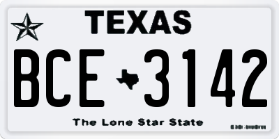 TX license plate BCE3142