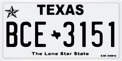 TX license plate BCE3151