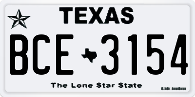 TX license plate BCE3154