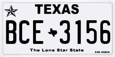 TX license plate BCE3156