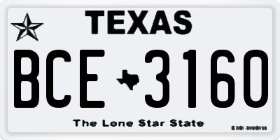 TX license plate BCE3160