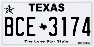 TX license plate BCE3174
