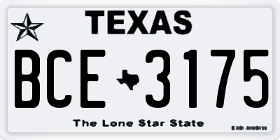 TX license plate BCE3175