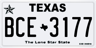 TX license plate BCE3177