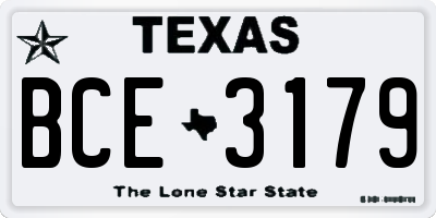 TX license plate BCE3179
