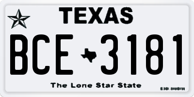 TX license plate BCE3181