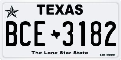 TX license plate BCE3182