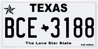 TX license plate BCE3188