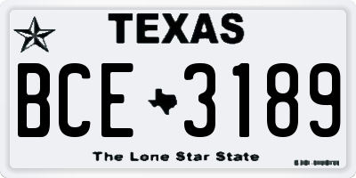 TX license plate BCE3189
