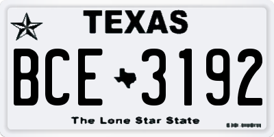 TX license plate BCE3192