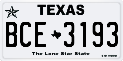 TX license plate BCE3193