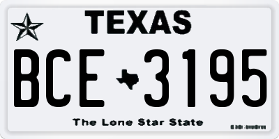 TX license plate BCE3195