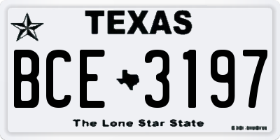 TX license plate BCE3197
