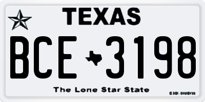 TX license plate BCE3198