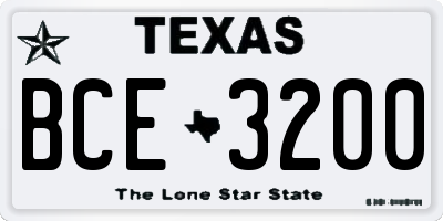 TX license plate BCE3200