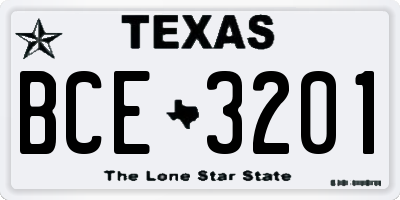 TX license plate BCE3201