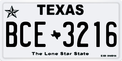 TX license plate BCE3216