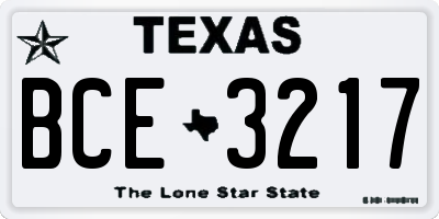 TX license plate BCE3217