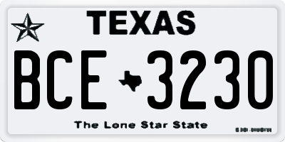 TX license plate BCE3230