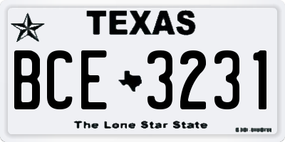 TX license plate BCE3231