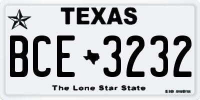 TX license plate BCE3232