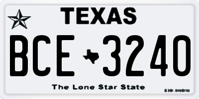 TX license plate BCE3240