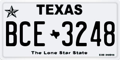 TX license plate BCE3248