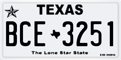 TX license plate BCE3251