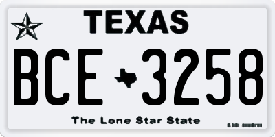 TX license plate BCE3258