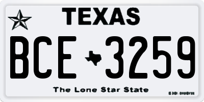 TX license plate BCE3259