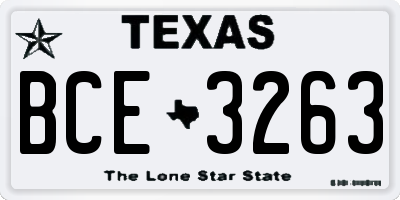 TX license plate BCE3263