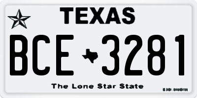 TX license plate BCE3281