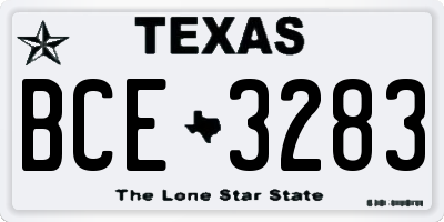 TX license plate BCE3283