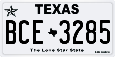 TX license plate BCE3285