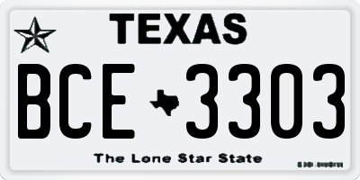 TX license plate BCE3303