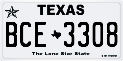 TX license plate BCE3308