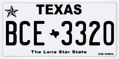 TX license plate BCE3320