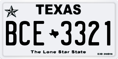 TX license plate BCE3321