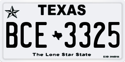 TX license plate BCE3325