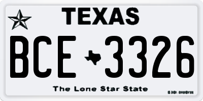 TX license plate BCE3326