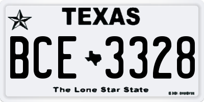 TX license plate BCE3328